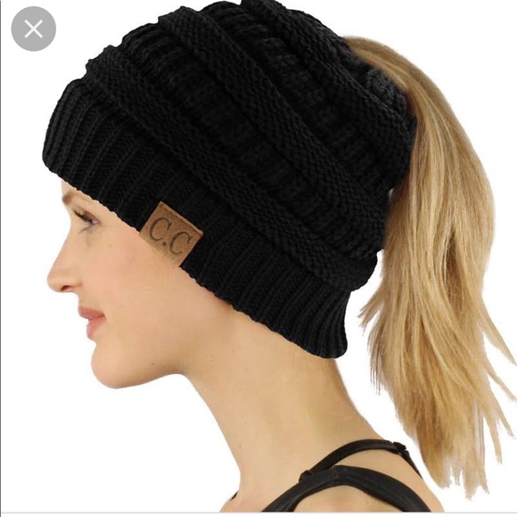C.C California black beanie pony tail hat - Picture 8 of 8